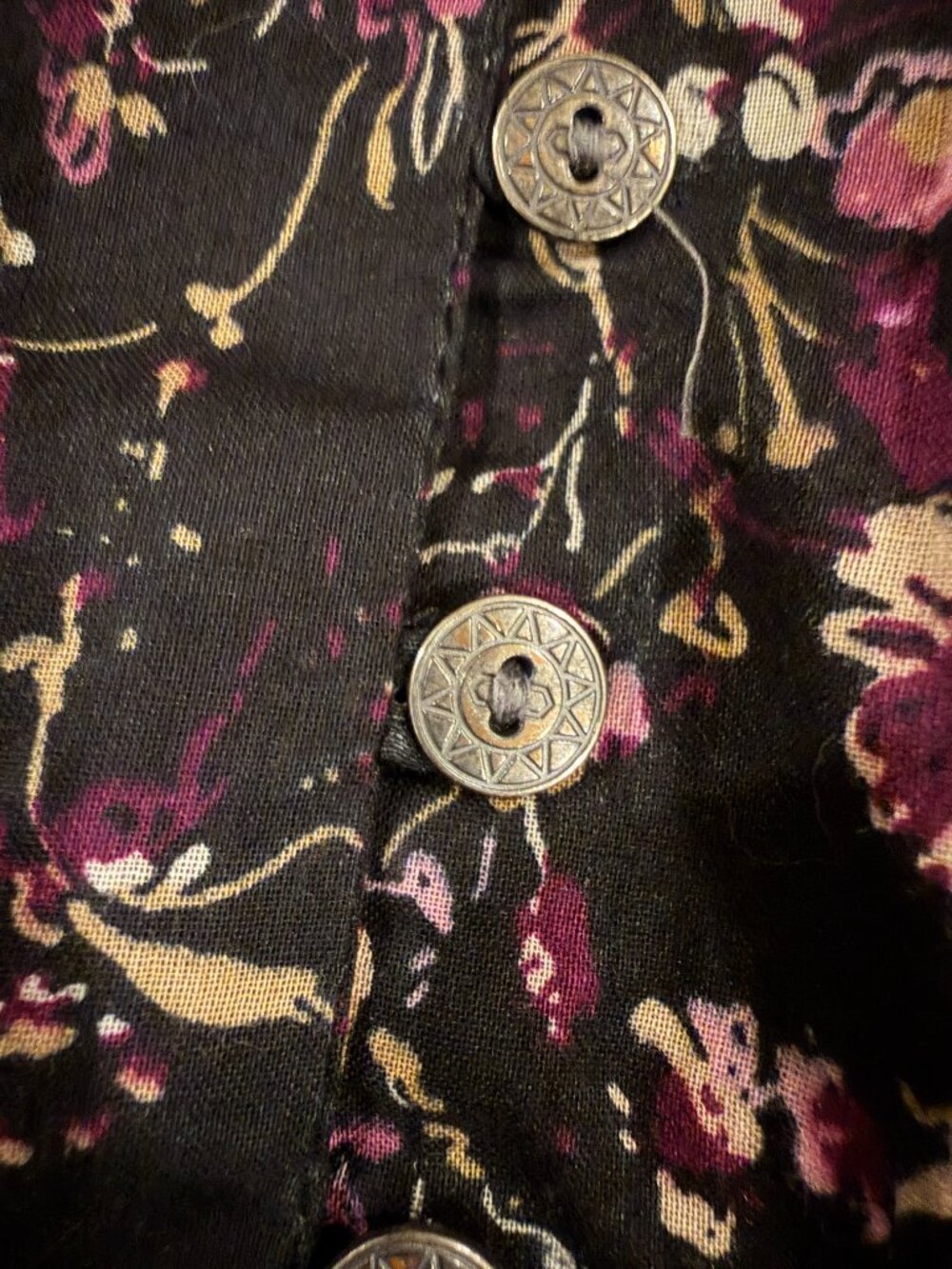 Terra & Sky Black Floral Smocked Long Sleeve Boho Peasant Tunic Blouse Plus Size - Picture 4 of 6